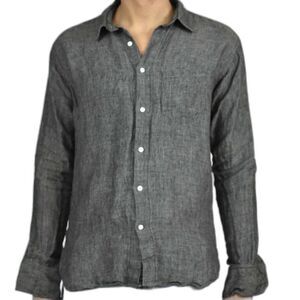 Epaulet Gray Casual Shirt Collared Button Up Long Sleeve Button Cuff Men's Sz S